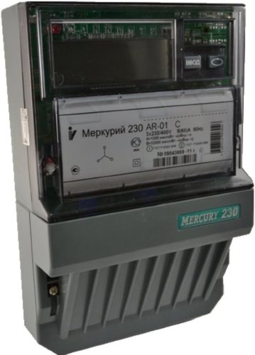 Счетчик электроэнергии 3Ф однотарифный Меркурий 230 AR-01 R 60/5 Т1 D 230/400В ЖК картинка